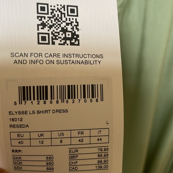 NWT -- MSCH Copenhagen - Elysee LS Shirt Dress sz L (US size 8) - light green - Picture 3 of 12